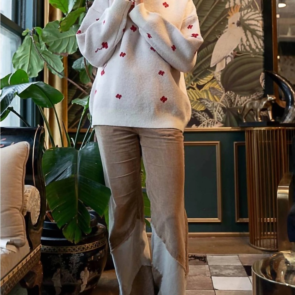 POL Cream Sweater with Red Floral Accents - Picture 5 of 7